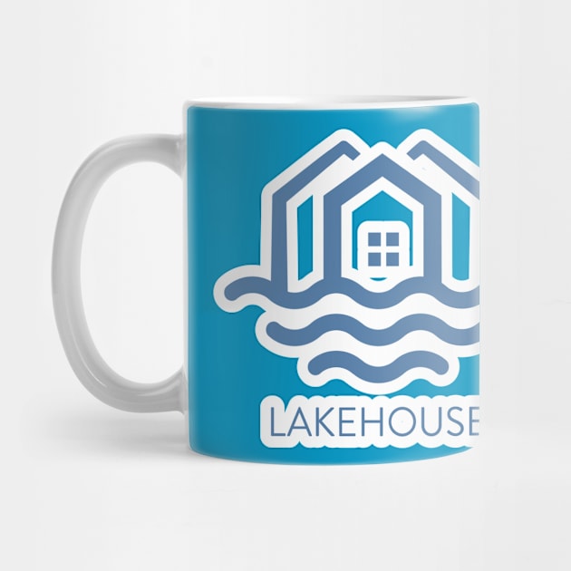 Abstract Wave and House Home Sticker logo design. Creative Modern Beach property sticker design icon. by AlviStudio